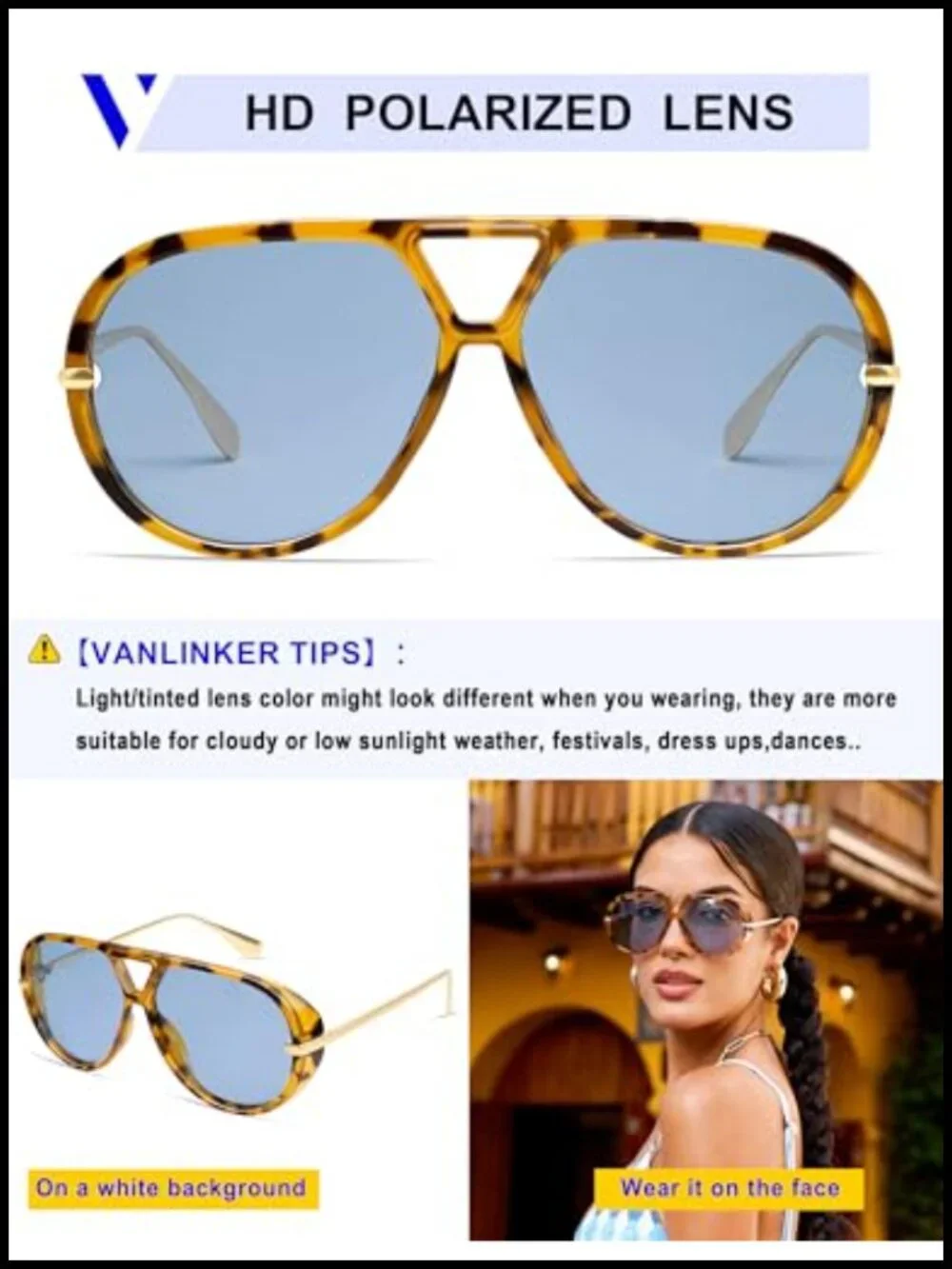 Oversized Trendy Polarized Aviator Sunglasses for Women Men Retro Round Shield